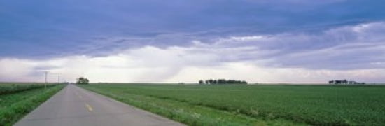 Storm clouds over a landscape Illinois USA Canvas Art - Panoramic Images (36 x 12)