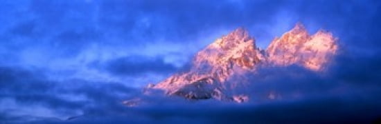 Storm clouds over mountains Cathedral Group Teton Range Grand Teton National Park Wyoming USA Canvas Art - Panoramic Images (36 x 12)