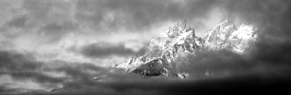 Storm clouds over mountains Cathedral Group Teton Range Grand Teton National Park Wyoming USA Canvas Art - Panoramic Images (6 x 18)