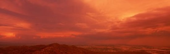 Storm clouds over mountains at sunset South Mountain Park Phoenix Arizona USA Canvas Art - Panoramic Images (36 x 12)
