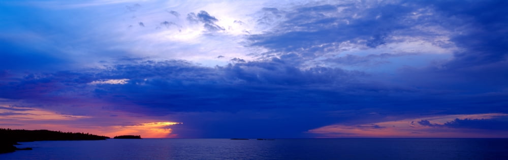 Storm over a lake Lake Superior Copper Harbor Upper Peninsula Michigan USA Canvas Art - Panoramic Images (6 x 18)