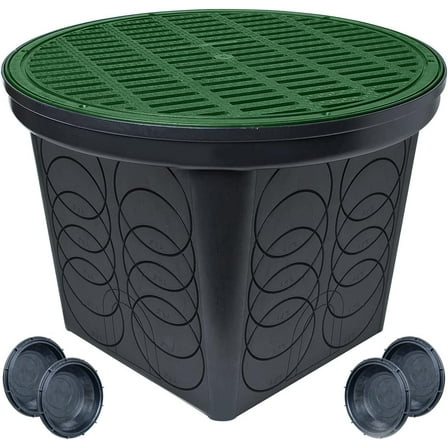 StormDrain FSD-3017 20-in. Large Round Catch Basin with Green Grate Kit