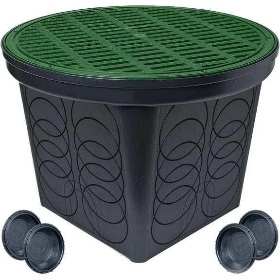 StormDrain FSD-3017 20-in. Large Round Catch Basin with Green Grate Kit