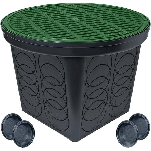 StormDrain FSD-3017 20-in. Large Round Catch Basin with Green Grate Kit
