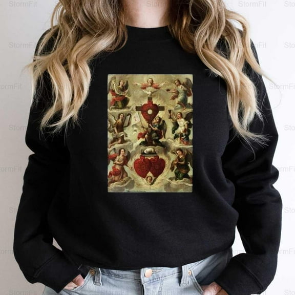 StormFit30 Allegory of the Holy Eucharist Miguel Cabrera Art Graphic Sweatshirt, for Unisex, up to size 5XL.