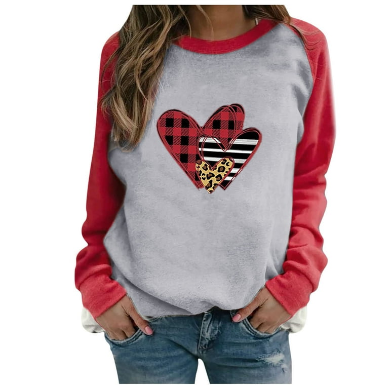 Stormdoing Mortilo Prime Same Day Delivery Items Women Casual Raglan Long  Sleeve Valentine Printing Shirt Pullover Tops Blouse