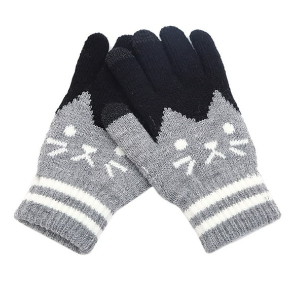 Stormdoing Winter Gloves For Women Womens Men Winter Cut Cat Knit Click Screen Fingers Screen Warm Glove
