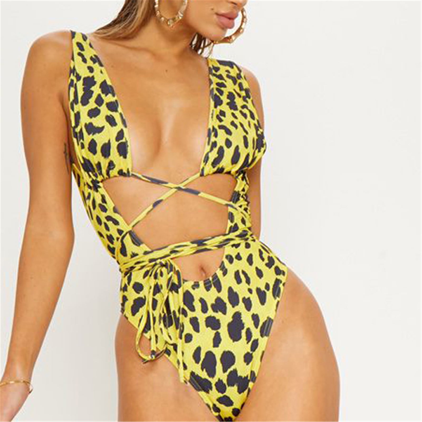 Stormdoing Women s Sexy One Piece Swimsuit Snake Printing Halter