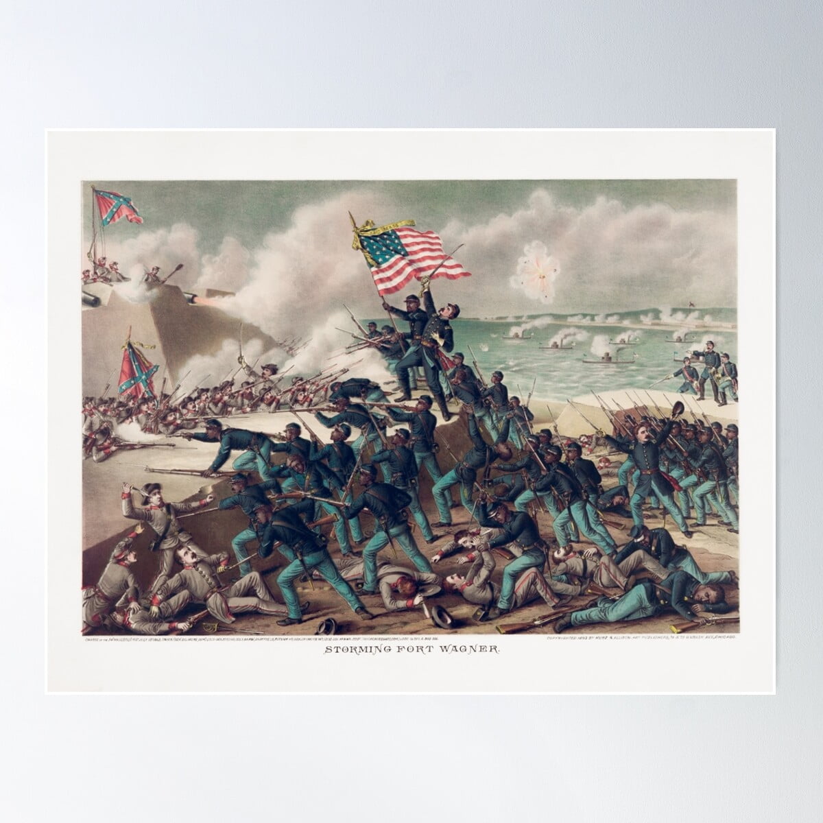 Storming Fort Wagner - 54Th Massachusetts - Civil War Poster Wall Art, Modern Wall Decor For Living Room Bedroom, 16x24 UNFRAMED
