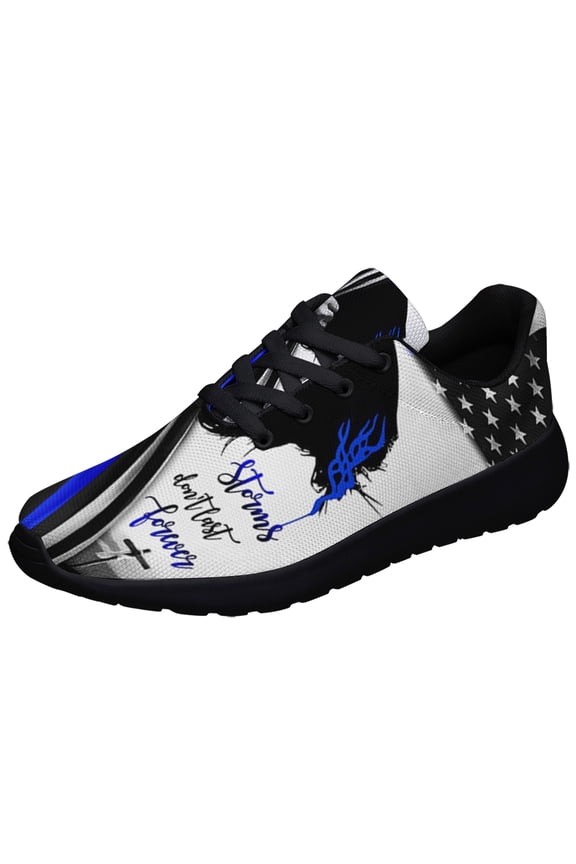 Storms Don it Last Forever Jesus Christian Thin Shoes Sneakers for Women Men Black Size 5