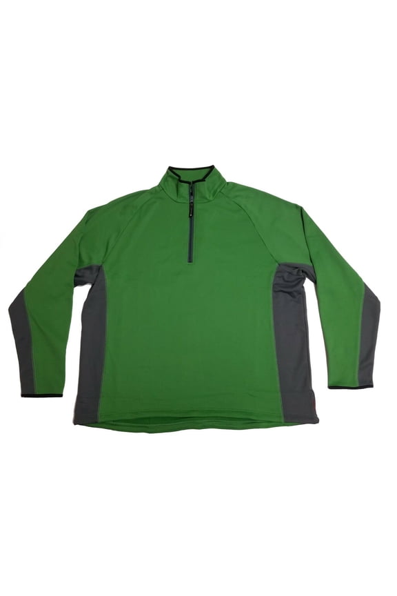 Men's GRF-020 Performance Fleece Pullover Jacket (2XL,Green / Gray)