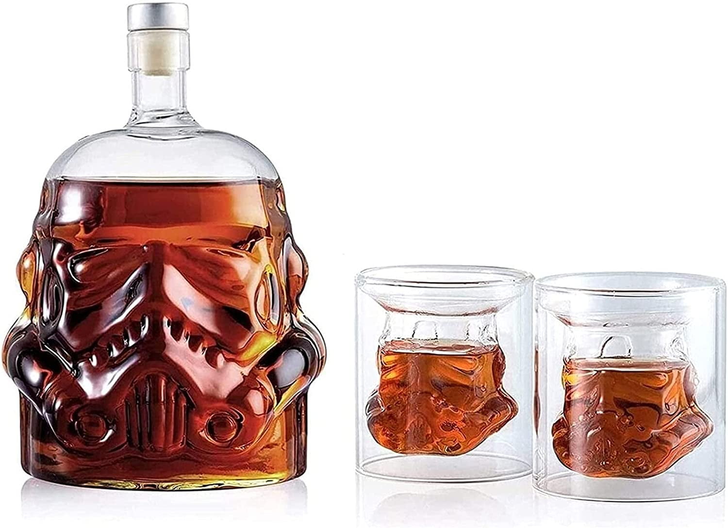 Wine Bottle Star Wars White Soldier Glass Decanter W/ 2 Whiskey Glasses  Bottle