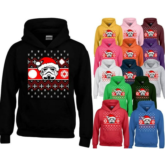 Stormtrooper Santa Christmas Party Hoodie Funny Sweatshirt Color Pink Large