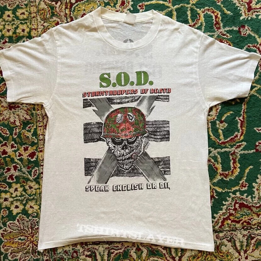 Stormtroopers Of Death 80s SoD Speak English or Die white shirt KTV9190