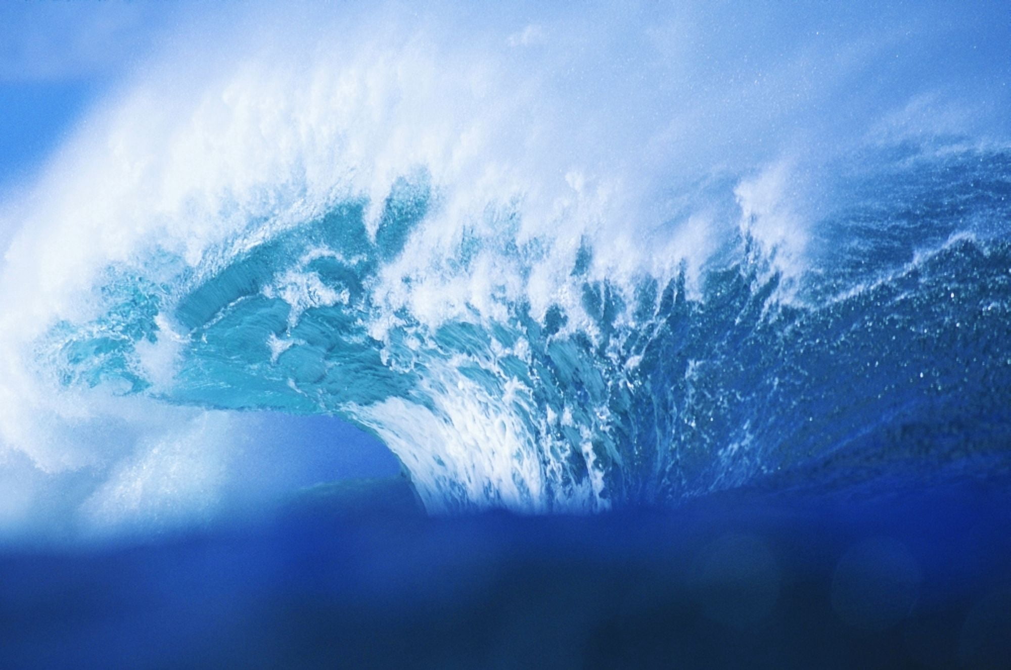 Stormy Blue Wave Crashing Over With White Wash Canvas Art - Vince Cavataio Design Pics (19 x 12)