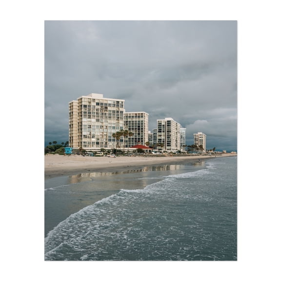 Stormy Coronado 01 - Coronado California Photography Beach Coastal Ocean Palm Tree Seaside Architecture Cityscape Unframed Wall Art Print 6 x 8 inches