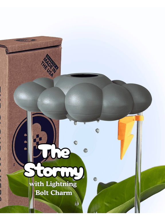 Stormy Dripping Rain Cloud with Lightning Bolt Charm