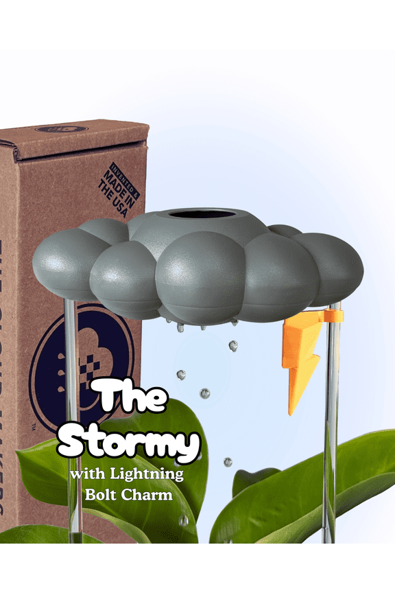 Stormy Dripping Rain Cloud with Lightning Bolt Charm