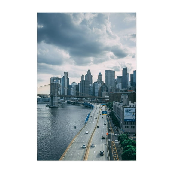 Stormy FDR 01 - Manhattan New York Photography Cityscape Skyline Bridge Architecture Travel Poster Street Photography Unframed Wall Art Print 40 x 60 inches