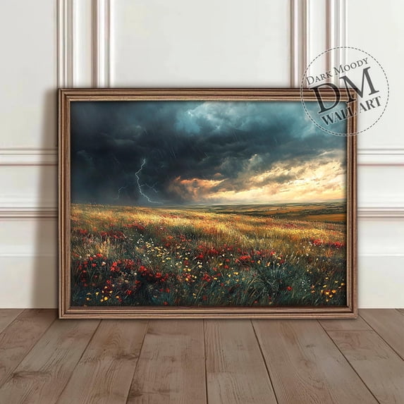 Aec Tech Landscape Stormy Field Landscape Art Moody Nature Scene Vintage Poster , Poster ...