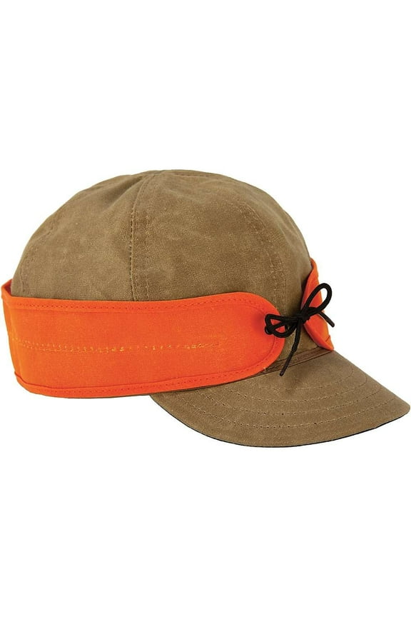 Insulated Waxed Cotton Cap, Size 7 1/2, Sand/Blaze Orange