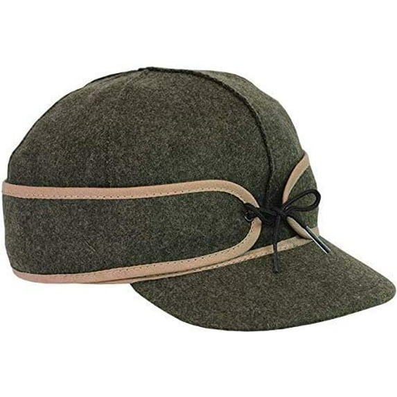 Stormy Kromer Mackinaw Cap - Winter Wool Hat with Earflaps 7 7/8 Olive