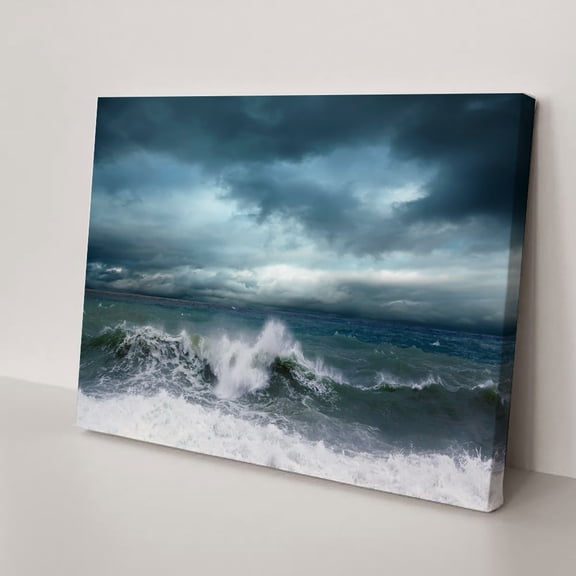 Stormy Ocean Canvas Wall Art Prints - HD Home Decor! Premium Wall Decorations, Ideal Housewarming Gift for Friends, Perfect for Living Room/Bedroom(40" W x 30" H,Framed)