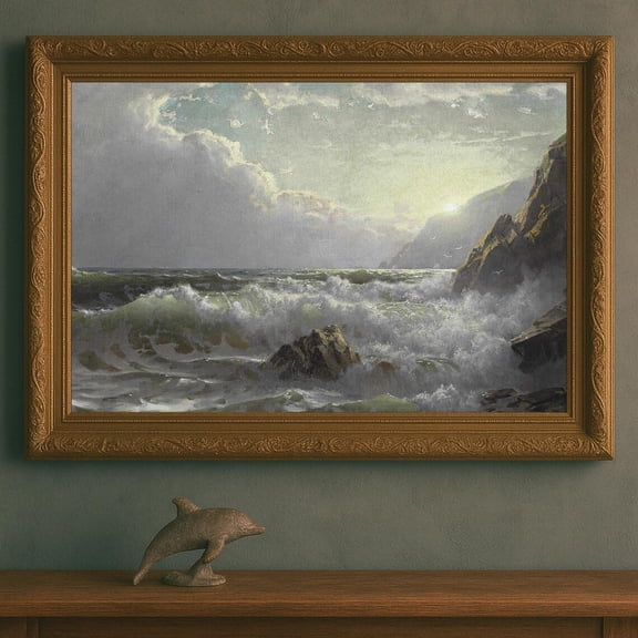 Stormy Ocean Seascape Print Poster Coastal Beach House Wall Art, Size 8x12 UNFFRAMED F03.1.7l894