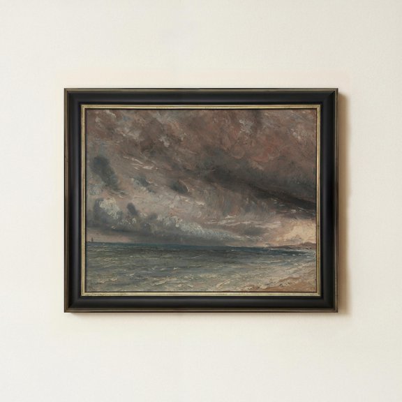Stormy Ocean Sky Wall Art Print For Moody Beach Decor
