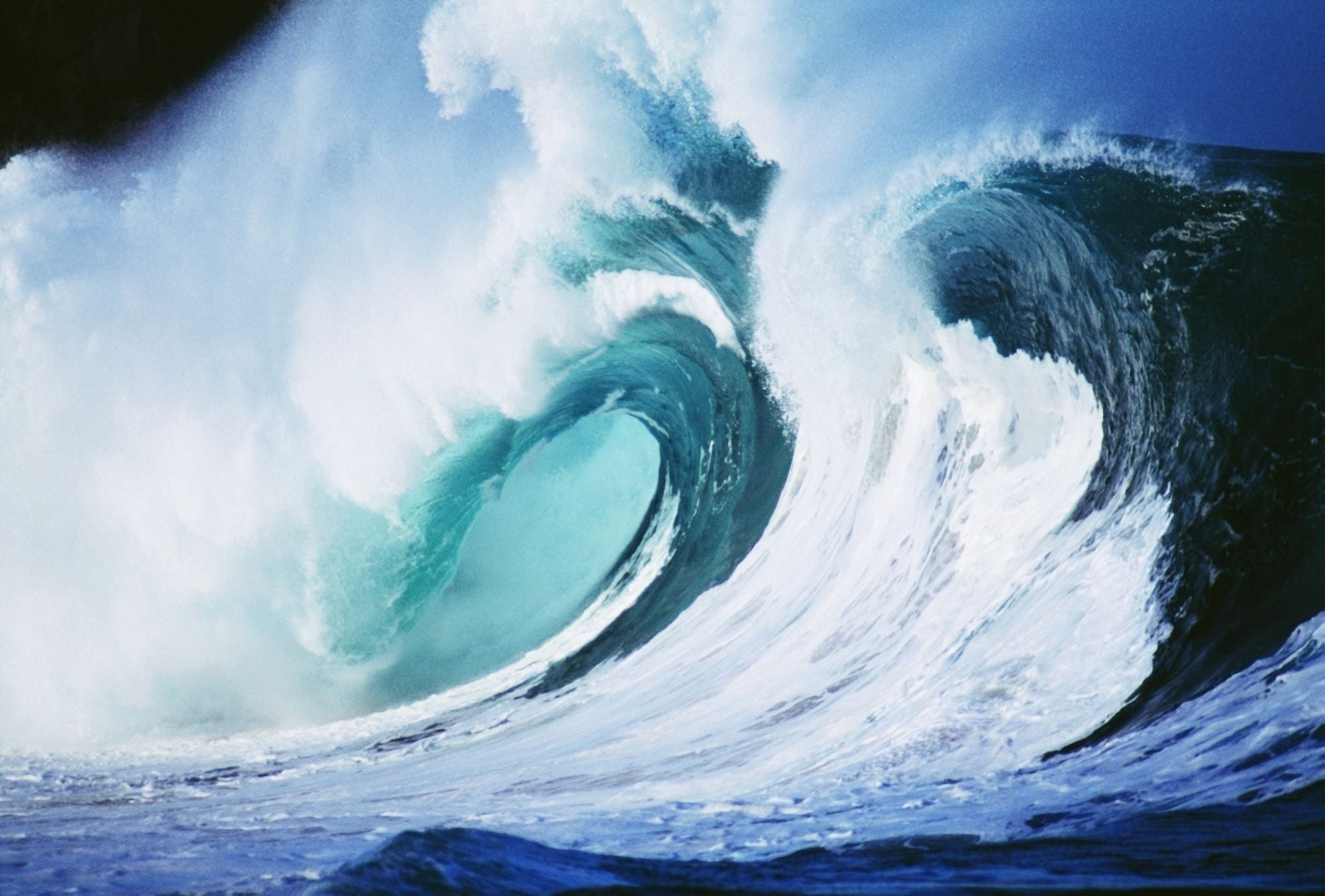 Stormy Ocean Wave Curling Over With Whitewash And A Barrel Forming Canvas Art - Liysa Swart Design Pics (38 x 24)