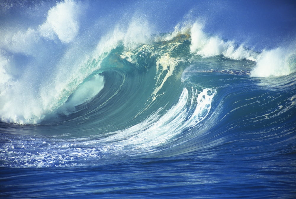 Stormy Ocean Wave Curling Over With Whitewash And A Barrel Forming Canvas Art - Vince Cavataio Design Pics (19 x 12)