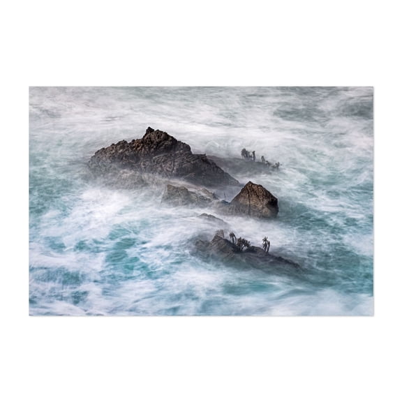 Stormy Sea Wall Art – Jagged Rocks and Waves - Photography Seascape Waves Ocean Coast Surrealism Mystical Nature Unframed Wall Art Print 20 x 28 inches
