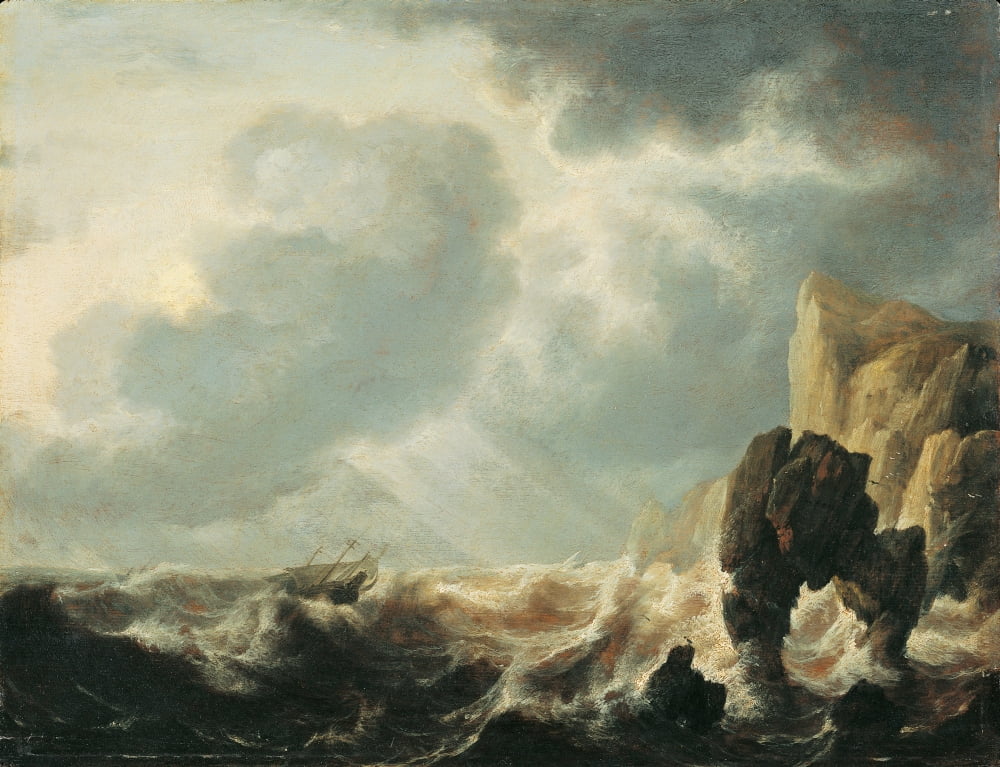 Stormy Sea With A Cliff Canvas Art - (24 x 18)