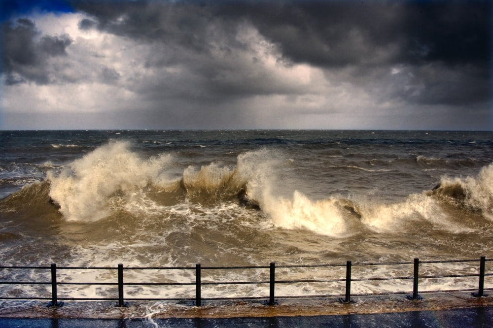 Stormy Seascape Sunderland Tyne And Wear England United Kingdom Canvas Art - John Short Design Pics (17 x 11)