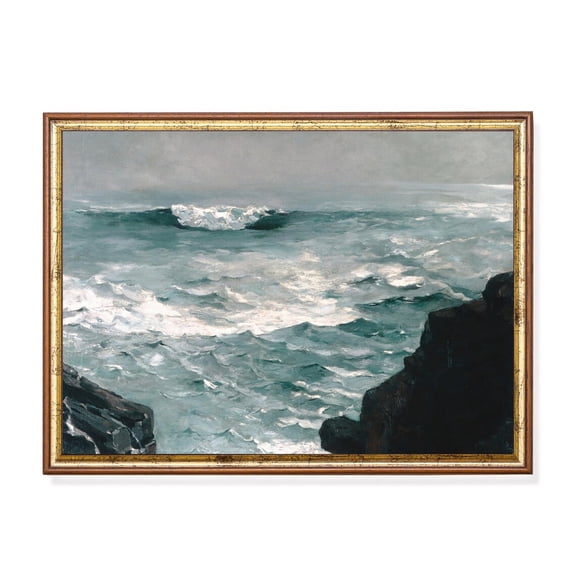 Stormy Seascape Vintage Ocean Waves, Coastal Wall Art Poster Decor For Living Room Bedroom, Size 8x12 UNFFRAMED F03.1.7l932