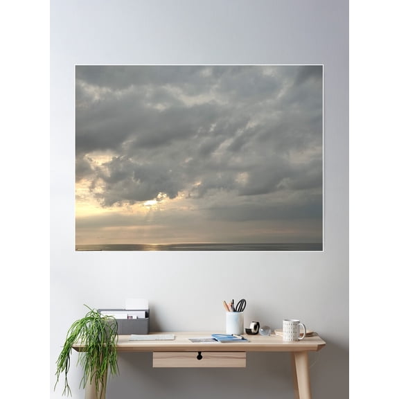 Stormy Serenity €“ Dramatic Ocean Sky At Sunset Poster Wall Art, Modern Wall Decor For Living Room Bedroom, 12x18 UNFRAMED