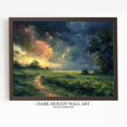 Spring Meadows House Stormy Spring Meadow Path Wall Art Print, Moody Rainy Field Landscape ...