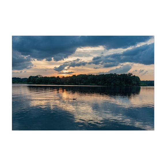 Stormy Sunset Over Lake Marburg - Hanover Pennsylvania Photography Sunset Lake Nature Landscape Scenic Water Wildlife Unframed Wall Art Print 40 x 60 inches
