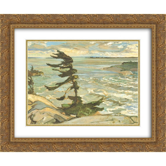 Stormy Weather, Georgian Bay 2x Matted 16x14 Gold Ornate Framed Art Print by Fred Varley