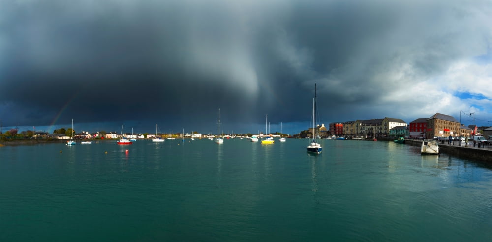 Stormy weather over the harbor Dungarvan Harbour Dungarvan County Waterford Republic Of Ireland Canvas Art - Panoramic Images (36 x 12)