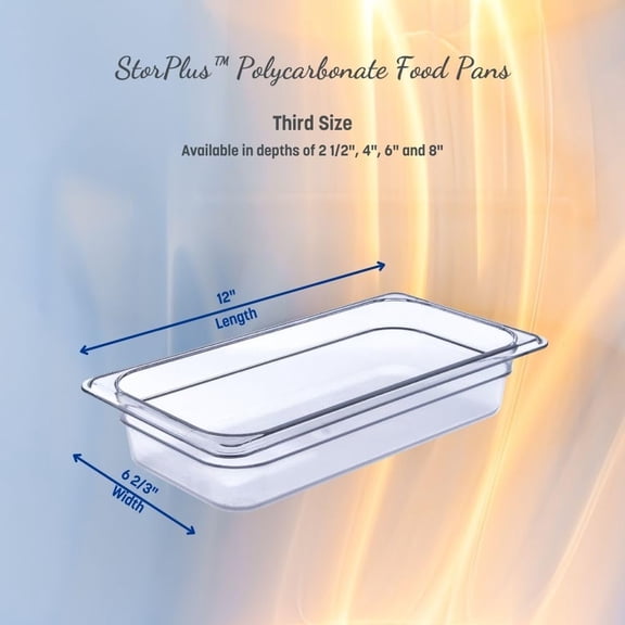 Storplus Food Storage Container - 1/3 Size 6 Inches Deep, Clear, Pack of 6