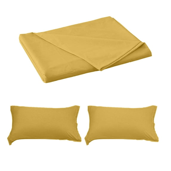 Storsr Solid Color Washable Bed Sheet Set - 3 Piece, Includes 1 Bed Sheet and 2 Pillowcases,Soft Polyester, Multiple Colors,86.6x90.5 In\29.1x18.9 In