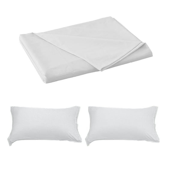 Storsr Solid Color Washable Bed Sheet Set - 3 Piece, Includes 1 Bed Sheet and 2 Pillowcases,Soft Polyester, Multiple Colors,86.6x90.5 In\29.1x18.9 In