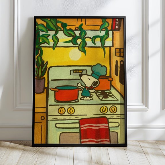 Storstar Chef Poster, Cute Kitchen Wall Art, Whimsical Cooking Print, Retro Home Decor, Dog Cartoon Artwork, Vintage Kitchen Decor, Unframed Paper Poster 8x12in