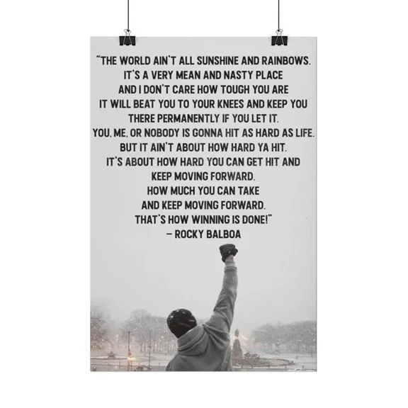 Storstar Motivational Rocky Balboa Quote Wall Art Decor Sly Stallone Poster, Unframed Paper Poster 8x12in
