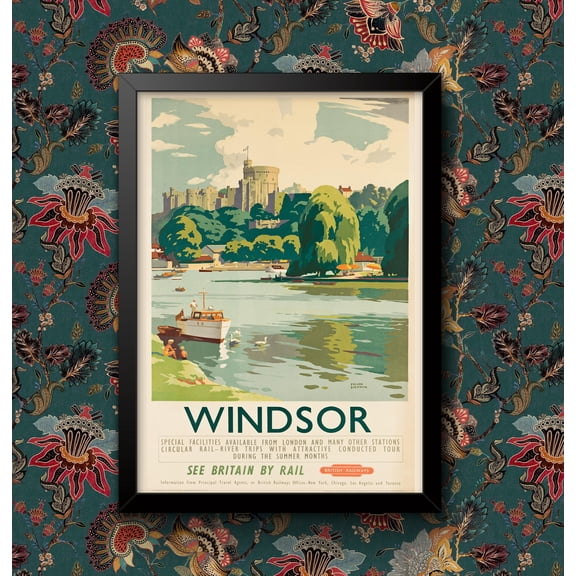 Storstar Railway Poster Vintage Windsor Castle Wall Art, British Travel Print, Various Sizes, Unframed Paper Poster 8x12in