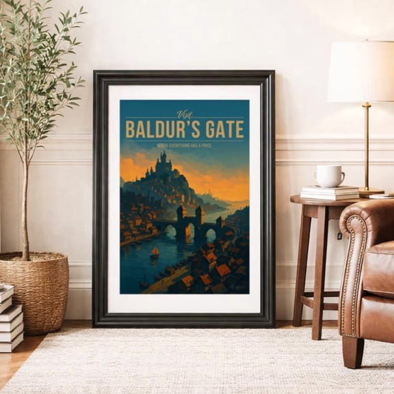 Storstar Travel Poster, Adventurous Fantasy Wall Art, RPG-Inspired Landscape, Vintage Map Style, High-Quality Matte Print, Unframed Paper Poster 8x12in