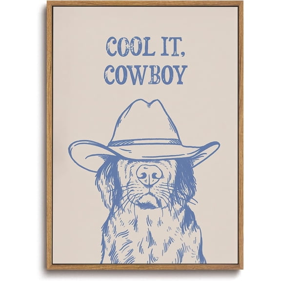 Storstar Vintage Western Wall Art, Cowboy Dog Picture, Blue Animal Wall Decor, Funky Artwork for Living Room, Bathroom, Unframed Paper Poster 8x12in