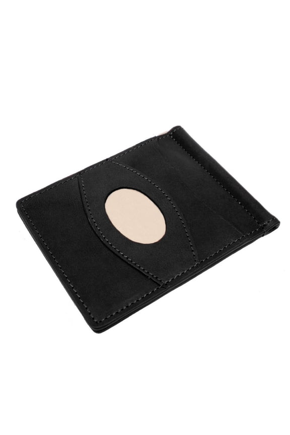 Razor Wallet International, Minimalist Credit Card Holder + Cash Clamp Money Clip + Engraving Plate, Fine Italian Leather for European Size Bills - Black