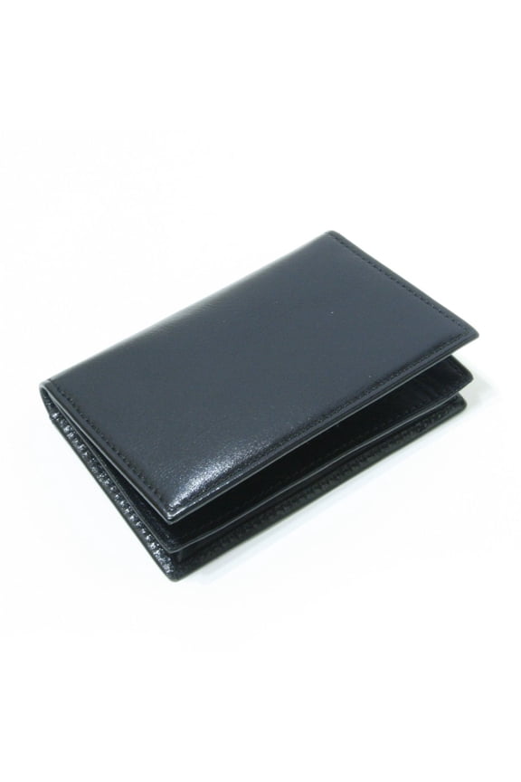 Smart Card Case Wallet Made with Fine Italian Leather with ID Window + Card Slots for Men, Women, Gift - Black